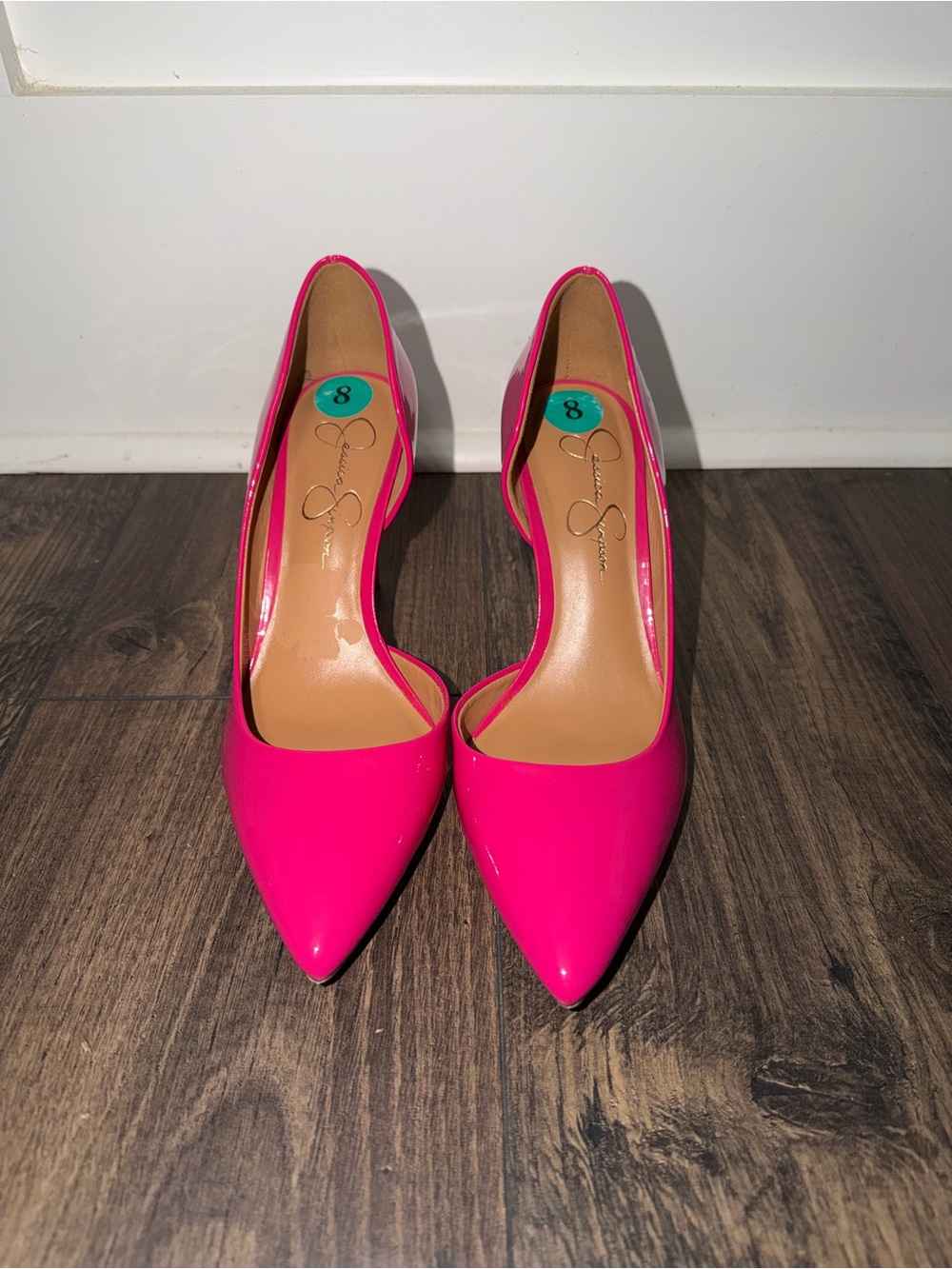 Jessica Simpson Vibrant Pink Pointed-Toe Patent Pumps